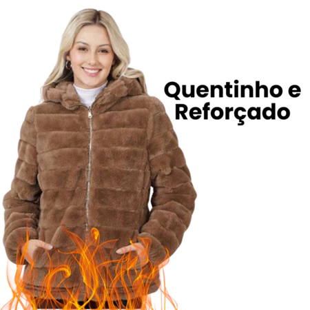 Casaco Feminino Dupla Face Sarja e Peluciada Jaqueta Bobojaco