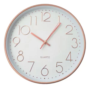 Relógio de Parede Analógico Decorativo Moderno Cor da estrutura Rose Cor do fundo Branco